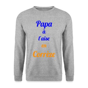 Papa à l'aise en Corrèze - Citation papa - Sweat-shirt Unisexe - gris chiné - Devant - Alina (178cm) & Michal (187cm)