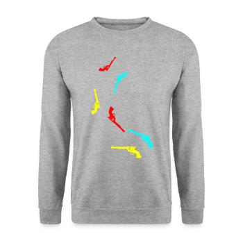 waffe pistole - Unisex Pullover - Weißgrau meliert - Vorne - Alina (178cm) & Michal (187cm)