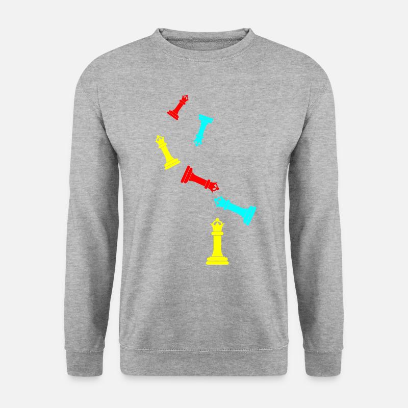 Schachfigur Königin - Unisex Pullover - Weißgrau meliert