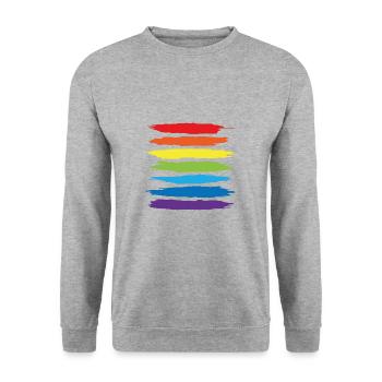 Love colorful world gift LGBT Pride rainbow - Unisex Sweatshirt - salt & pepper - Front - Alina (178cm) & Michal (187cm)