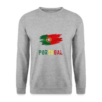 Flag Patriot Gift Home Country Flag Portugal - Unisex Sweatshirt - salt & pepper - Front - Alina (178cm) & Michal (187cm)
