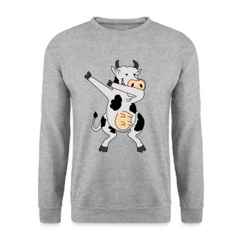 Funny cow as a gift idea for friends - Unisex Sweatshirt - salt & pepper - Front - Alina (178cm) & Michal (187cm)
