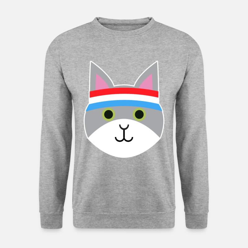 Jogging Katze - Unisex Pullover - Weißgrau meliert