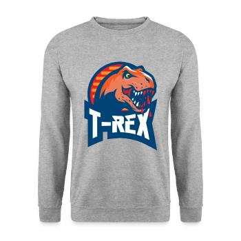 T-Rex Tyrannosaurus Rex Dinosaurier Logo Geschenk - Unisex Pullover - Weißgrau meliert - Vorne - Alina (178cm) & Michal (187cm)