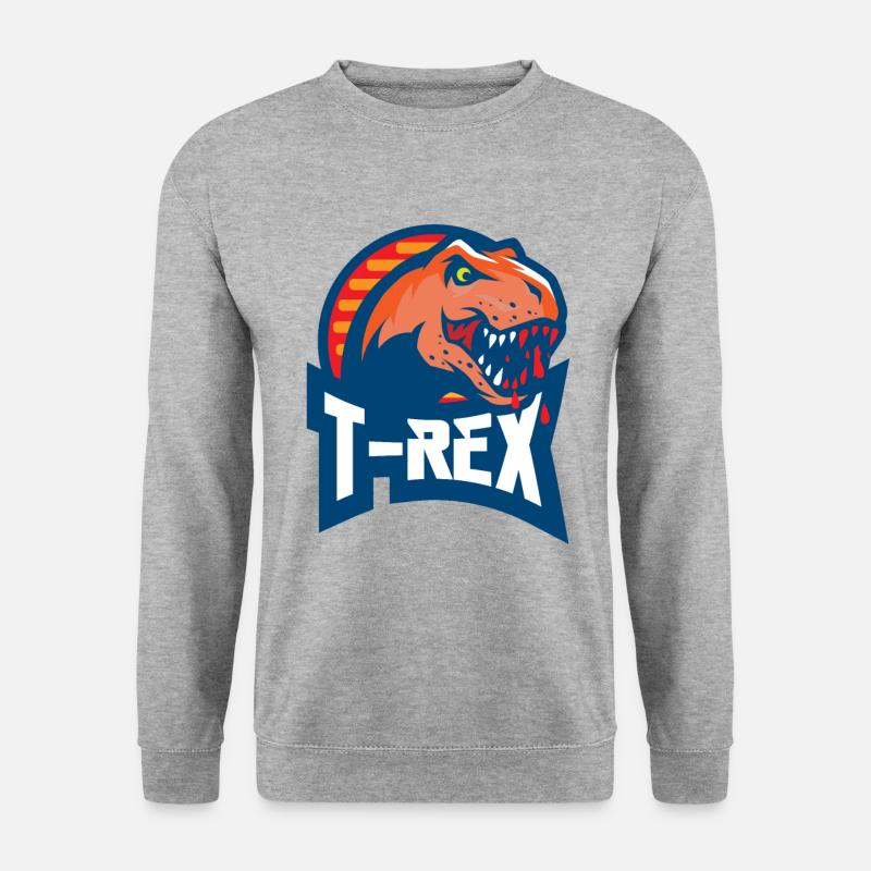 T-Rex Tyrannosaurus Rex Dinosaurier Logo Geschenk - Unisex Pullover - Weißgrau meliert