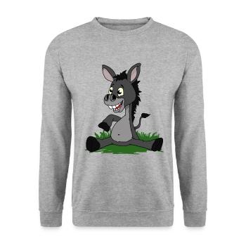 Funny donkey baby or kid tshirt gift - Unisex Sweatshirt - salt & pepper - Front - Alina (178cm) & Michal (187cm)