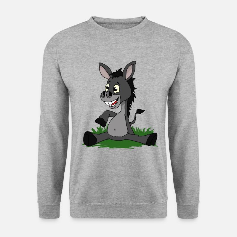 Lustiges Esel Baby oder Kind Tshirt Geschenk - Unisex Pullover - Weißgrau meliert