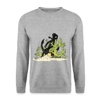 Belle ancre sur le fond marin avec un cadeau de coquillages - Sweat-shirt Unisexe - gris chiné - Devant - Alina (178cm) & Michal (187cm)