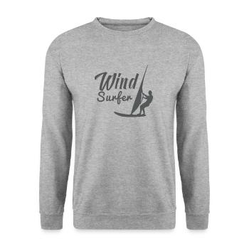 Windsurfen Windsurfing Surfer Geschenk Windsurfer - Unisex Pullover - Weißgrau meliert - Vorne - Alina (178cm) & Michal (187cm)