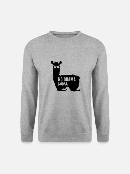 Lama - Llama / NO DRAMA LAMA - Unisex Pullover - Weißgrau meliert