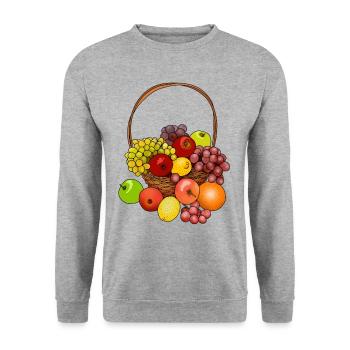 Obstkorb verschenken eine tolle Geschenkidee - Unisex Pullover - Weißgrau meliert - Vorne - Alina (178cm) & Michal (187cm)