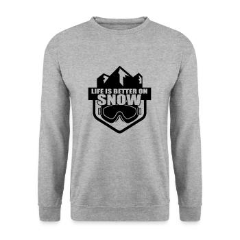 Ski Skifahren Skifahrer Skiurlaub Skier - Unisex Pullover - Weißgrau meliert - Vorne - Alina (178cm) & Michal (187cm)