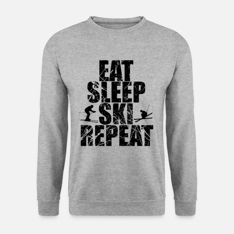 Ski Skifahrer Skifahren Skier Skiurlaub - Unisex Pullover - Weißgrau meliert