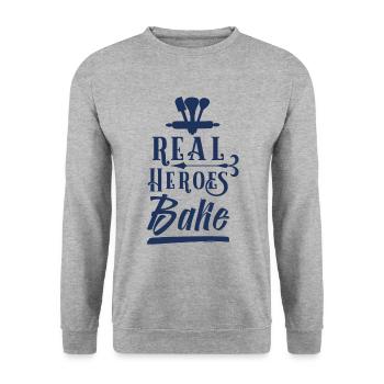 Bäckerei Backen Baking Bäcker Kuchen backen - Unisex Pullover - Weißgrau meliert - Vorne - Alina (178cm) & Michal (187cm)