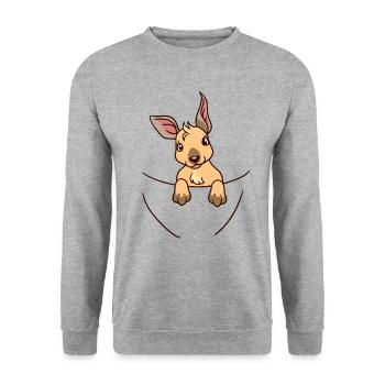Kangaroo Tiere Kinder Wild Australien Zoo Baby süß - Unisex Pullover - Weißgrau meliert - Vorne - Alina (178cm) & Michal (187cm)