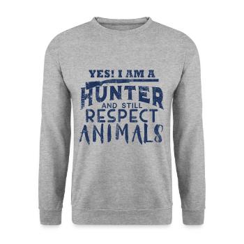 Chasseurs Chasse sauvage Chasse chasse - Sweat-shirt Unisexe - gris chiné - Devant - Alina (178cm) & Michal (187cm)