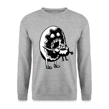 Donut Dark Grufti Gothic Fantasy Horror Spaß - Unisex Pullover - Weißgrau meliert - Vorne - Alina (178cm) & Michal (187cm)