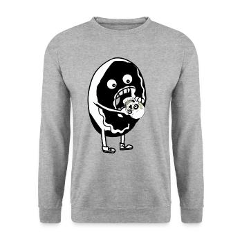 DONUT HORROR DARK GRUFTI GOTHIC SKULL DARK - Unisex Pullover - Weißgrau meliert - Vorne - Alina (178cm) & Michal (187cm)