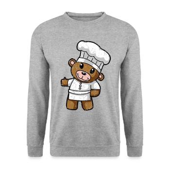 Teddy Comic Drawing in Retro Vintage 80s 90s - Unisex Sweatshirt - salt & pepper - Front - Alina (178cm) & Michal (187cm)