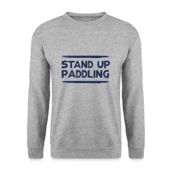 Stand Up Paddeln SUP Stand Up Paddler Paddel Board - Unisex Pullover - Weißgrau meliert - Vorne - Alina (178cm) & Michal (187cm)