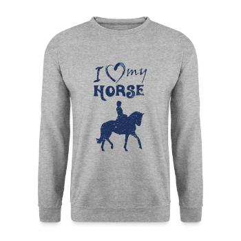 Reiterin - Unisex Pullover - Weißgrau meliert - Vorne - Alina (178cm) & Michal (187cm)