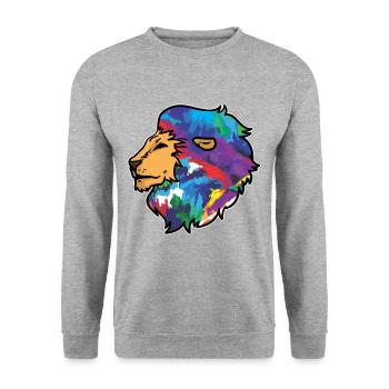 Lion's head colorful animals drawing - Unisex Sweatshirt - salt & pepper - Front - Alina (178cm) & Michal (187cm)