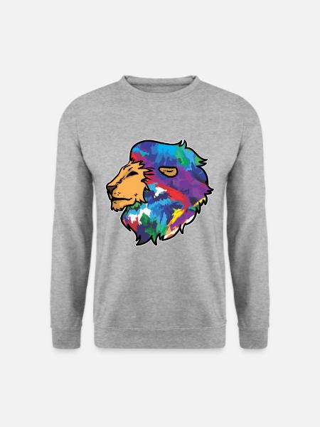 Lion's head colorful animals drawing - Unisex Sweatshirt - salt & pepper