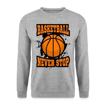 Basketball Never Stop - Unisex Pullover - Weißgrau meliert - Vorne - Alina (178cm) & Michal (187cm)