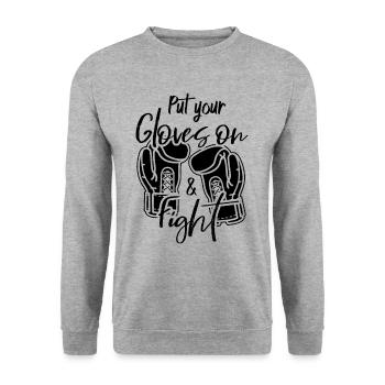 Boxen - Unisex Pullover - Weißgrau meliert - Vorne - Alina (178cm) & Michal (187cm)