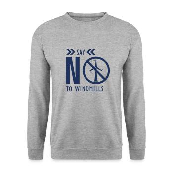 Wind power Against wind turbines Wind energy Wind turbine Anti - Unisex Sweatshirt - salt & pepper - Front - Alina (178cm) & Michal (187cm)