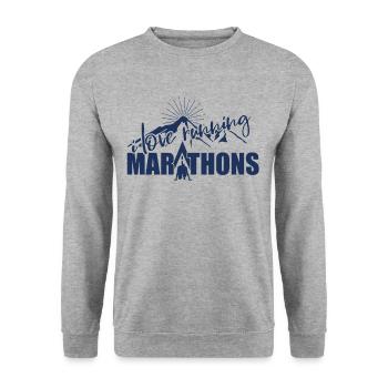Joggen Marathon Jogger Marathonläufer Halbmarathon - Unisex Pullover - Weißgrau meliert - Vorne - Alina (178cm) & Michal (187cm)
