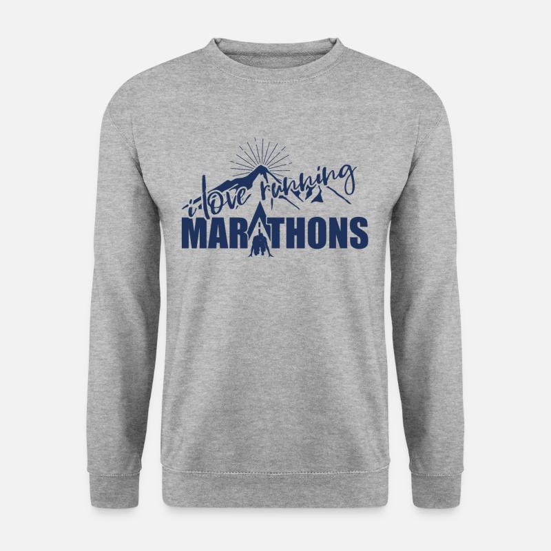 Joggen Marathon Jogger Marathonläufer Halbmarathon - Unisex Pullover - Weißgrau meliert