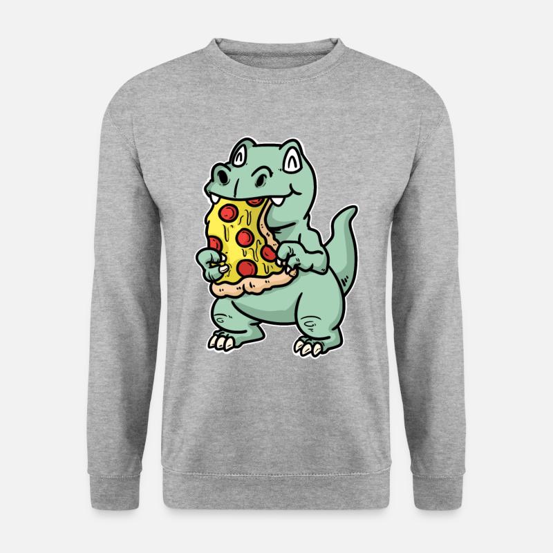 Small dino with pizza - Unisex Sweatshirt - salt & pepper