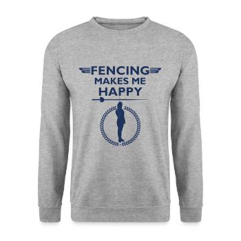Fechtsport Fechter Fechterin Fechten Fechtkampf - Unisex Pullover - Weißgrau meliert - Vorne - Alina (178cm) & Michal (187cm)