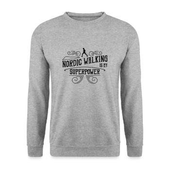 Walker Nordic Walk Laufen Nordic Walking Wandern - Unisex Pullover - Weißgrau meliert - Vorne - Alina (178cm) & Michal (187cm)