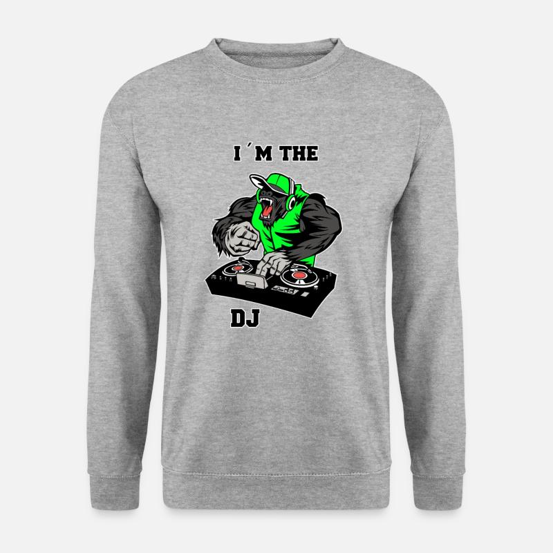 Monkey Dj - Unisex Pullover - Weißgrau meliert