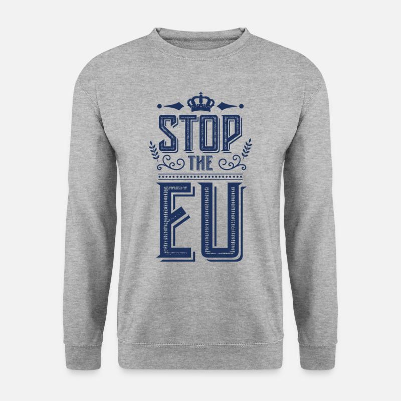 Stop die EU - Unisex Pullover - Weißgrau meliert