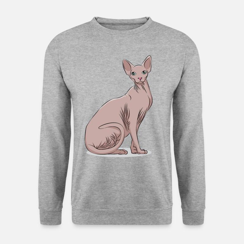 Sphynx Sphinx Katze Kätzchen Haustier Geschenk - Unisex Pullover - Weißgrau meliert