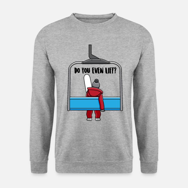 Skifahren Ski Skifahrer Snowboard Lift Geschenk - Unisex Pullover - Weißgrau meliert