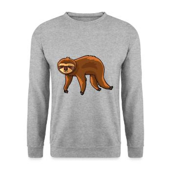 Sloth Relax Lazy Sweet Animal Love Gift - Unisex Sweatshirt - salt & pepper - Front - Alina (178cm) & Michal (187cm)