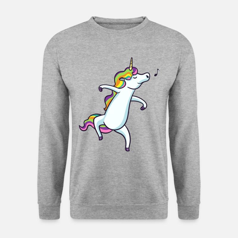 Einhorn Tanzen Lustige Tänzer Liebhaber Geschenk - Unisex Pullover - Weißgrau meliert