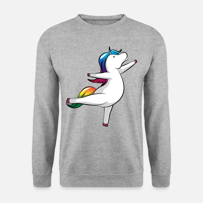 Einhorn Tanzen Lustige Tänzer Liebhaber Geschenk - Unisex Pullover - Weißgrau meliert