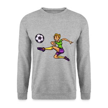Fußball Fußballspieler Fußballer Spieler Geschenk - Unisex Pullover - Weißgrau meliert - Vorne - Alina (178cm) & Michal (187cm)