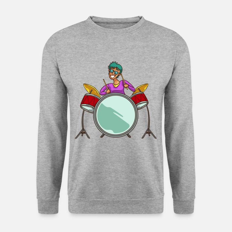 Schlagzeug Drum Schlagzeuger Spieler Geschenk - Unisex Pullover - Weißgrau meliert