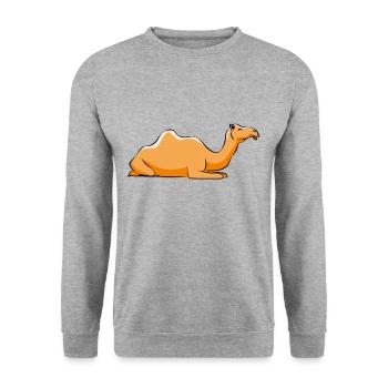 Kamel Kamele Tierliebe Liebhaber Geschenk - Unisex Pullover - Weißgrau meliert - Vorne - Alina (178cm) & Michal (187cm)