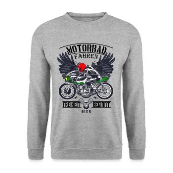 Motorrad Geschenk - Unisex Pullover - Weißgrau meliert - Vorne - Alina (178cm) & Michal (187cm)