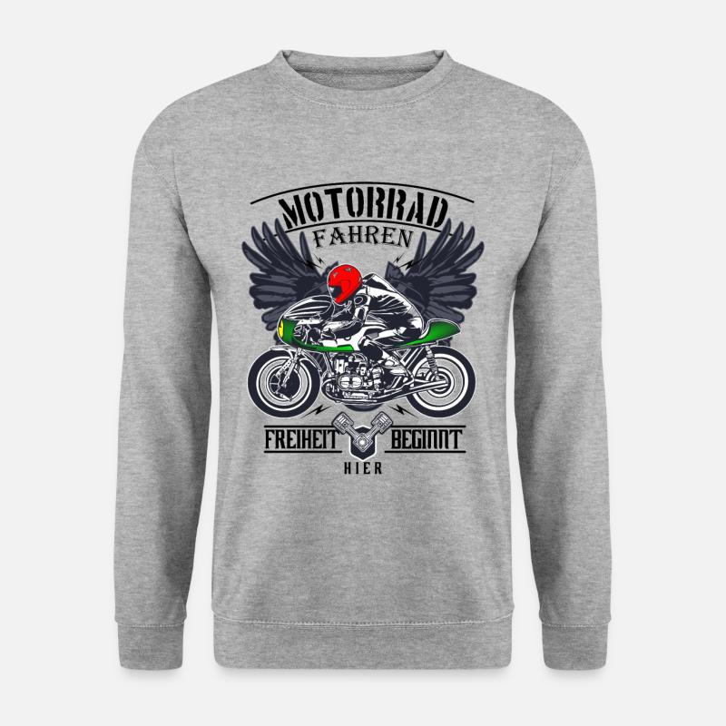 Motorrad Geschenk - Unisex Pullover - Weißgrau meliert