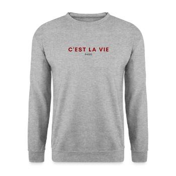 C´est la vie - So ist das Leben! Frankreich Paris - Unisex Pullover - Weißgrau meliert - Vorne - Alina (178cm) & Michal (187cm)