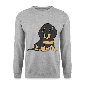 Petit teckel race chien chien animaux chiens - Sweat-shirt Unisexe - gris chiné - Devant - Alina (178cm) & Michal (187cm)