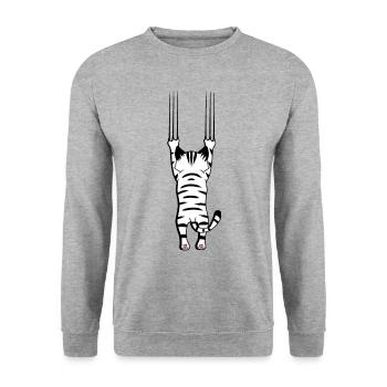 Krallen Katze Katzen Kater Haustiere Pfote - Unisex Pullover - Weißgrau meliert - Vorne - Alina (178cm) & Michal (187cm)